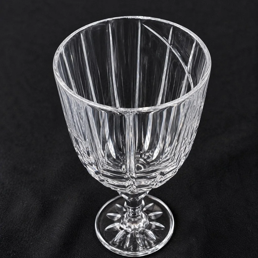 Mikasa Uptown Crystal Water Wine Goblets Set of 4 Clear Vertical Swirl Cut 9in